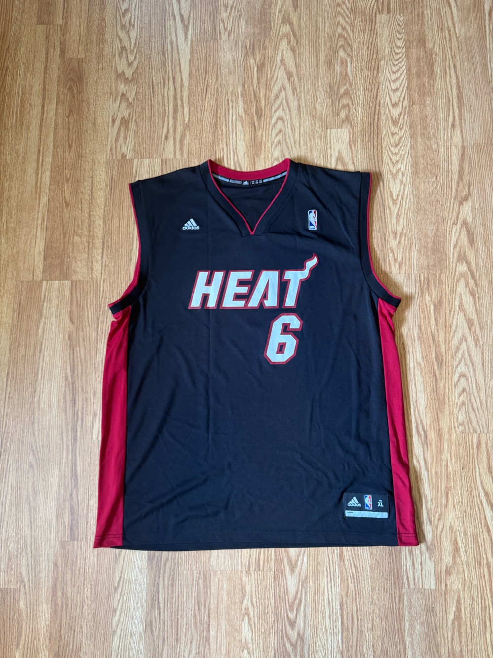 Vintage Lebron James adidas Black & Red Miami HEAT #6 Basketball Jersey